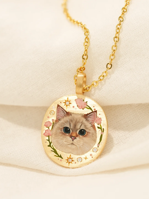 Blossom Cat Pet Portrait Pendant image 1