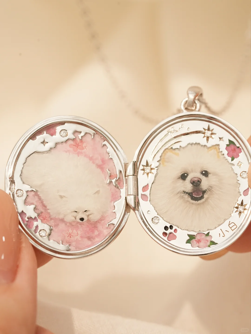 Blush Blossom Pet Portrait Locket image 1