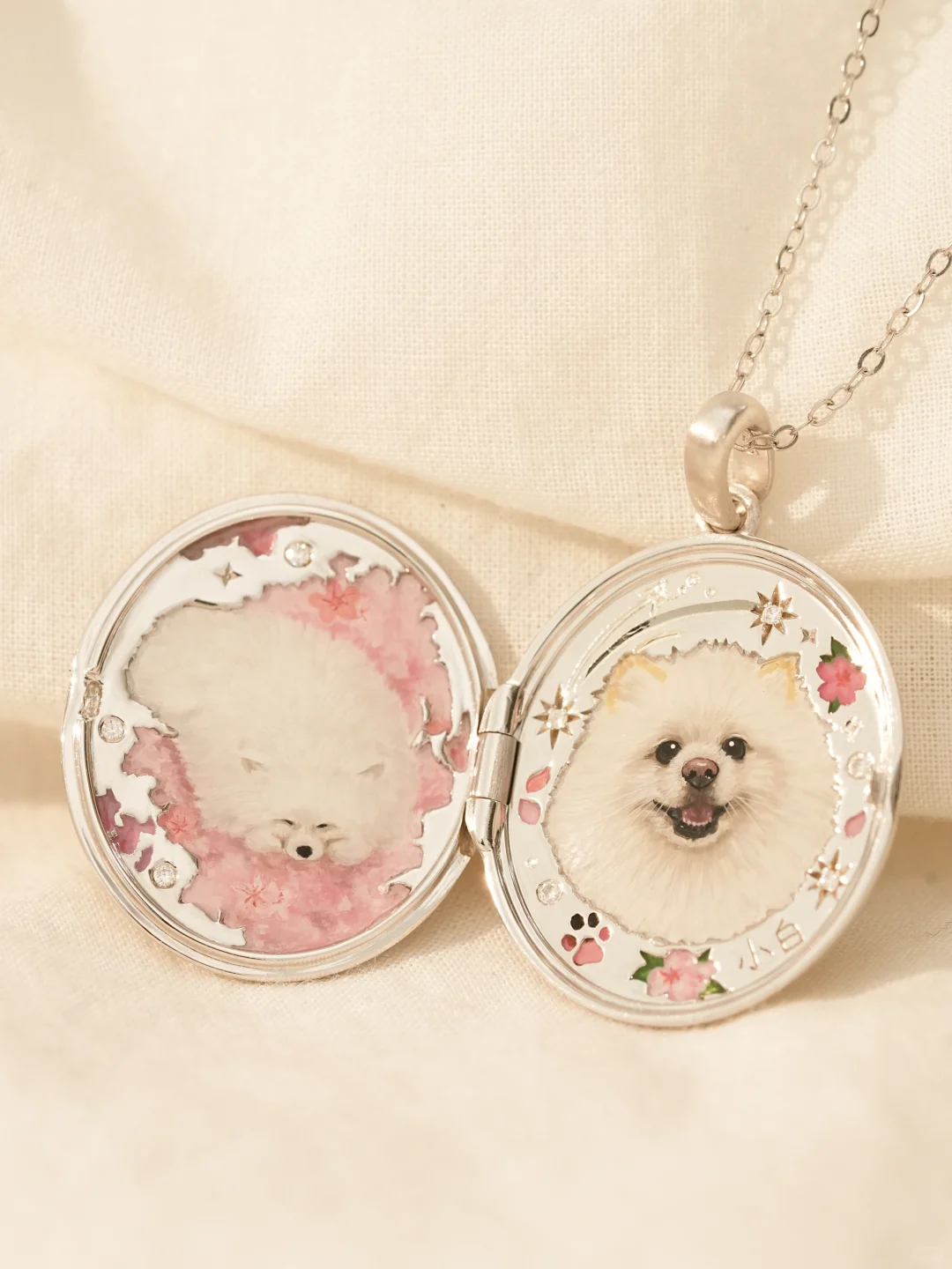 Blush Blossom Pet Portrait Locket image 2
