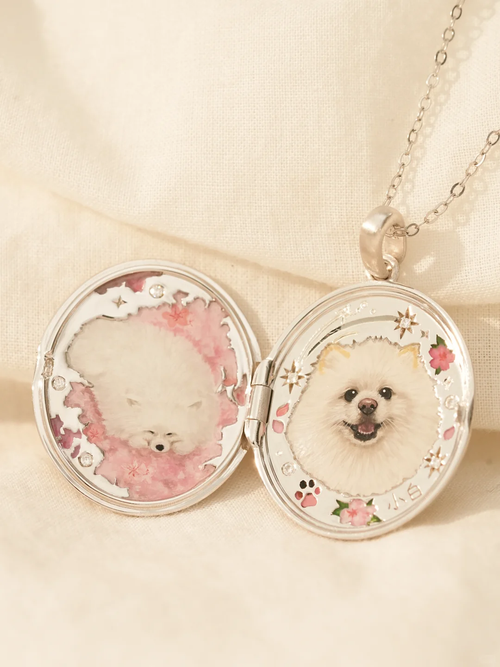 Blush Blossom Pet Portrait Locket image 2