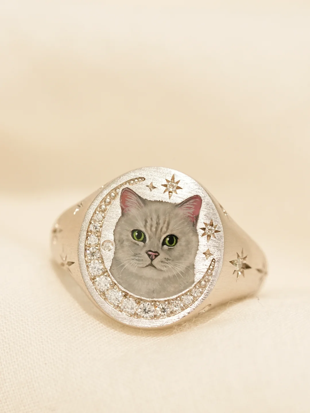 Custom Pet Portrait Signet Ring - view 1